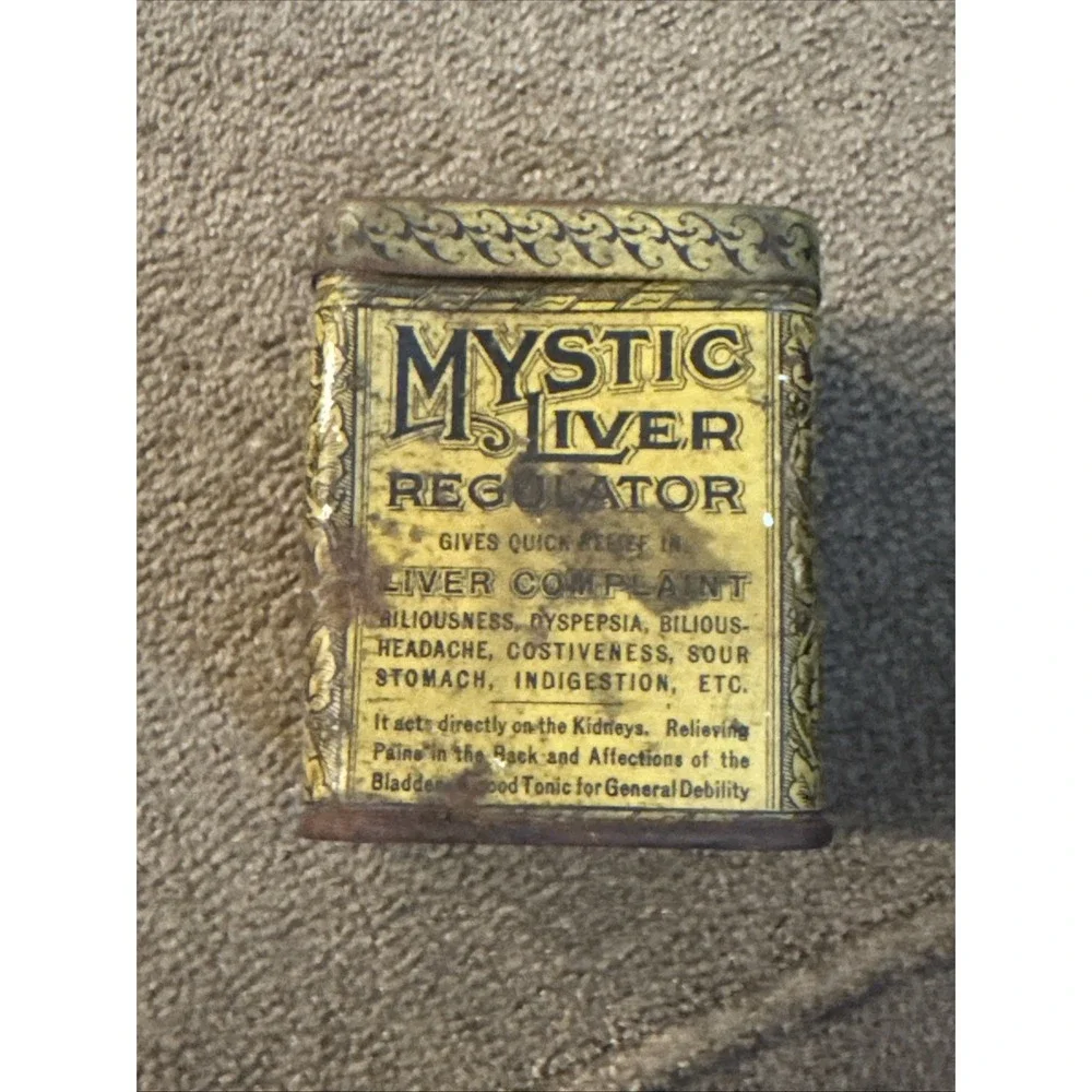 Antique 1906 Mystic Liver Regulator EMPTY Tin (TD)